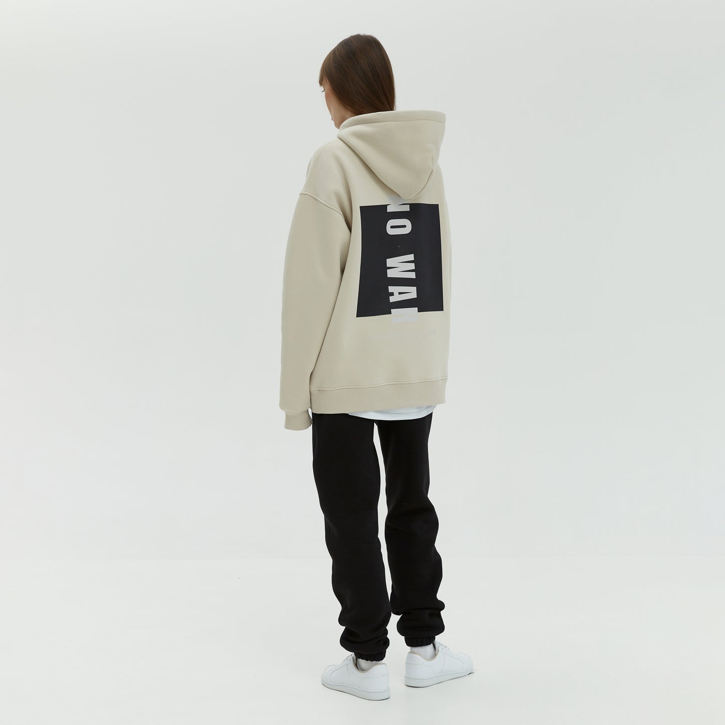 Hoodie No War Taupe