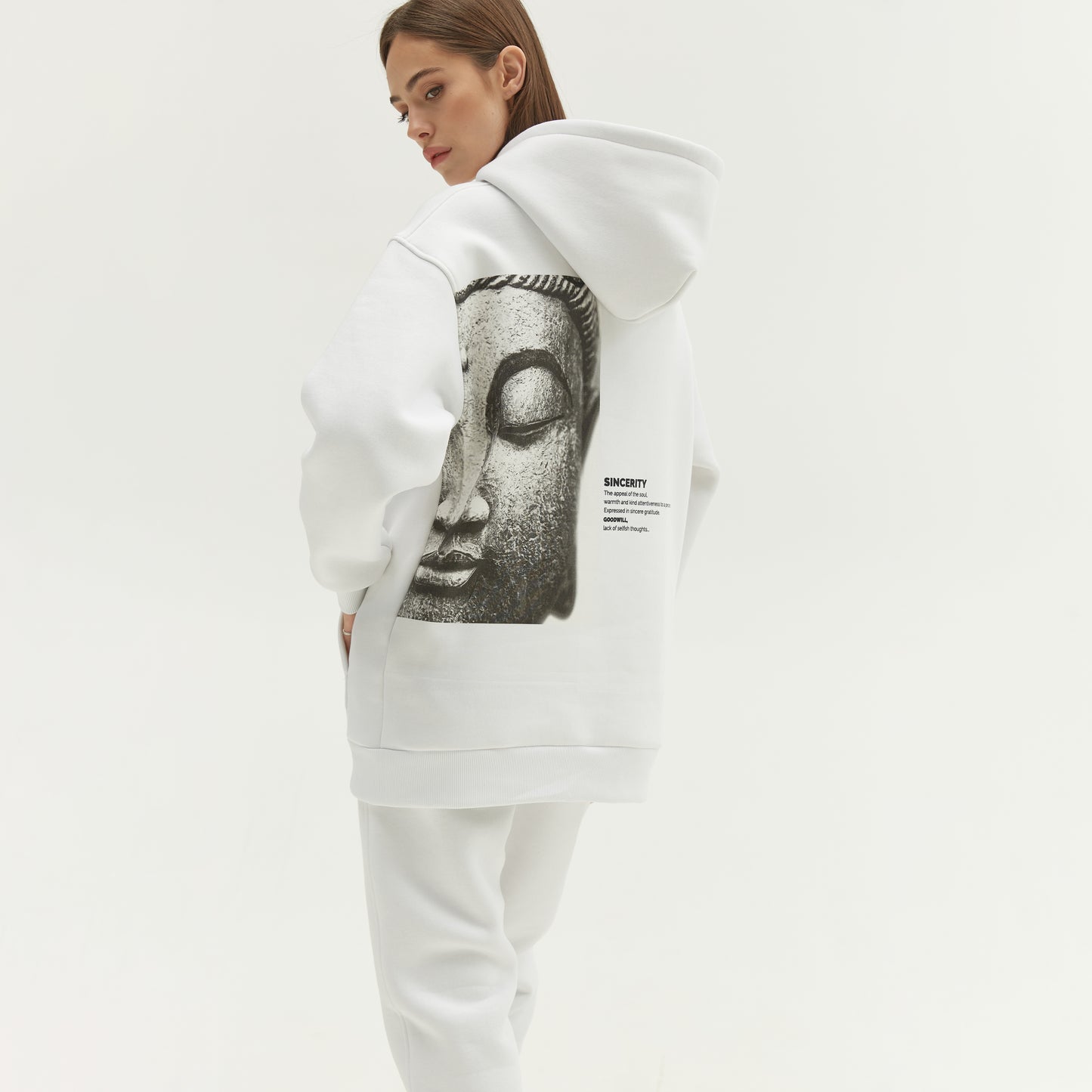 Hoodie Budda White