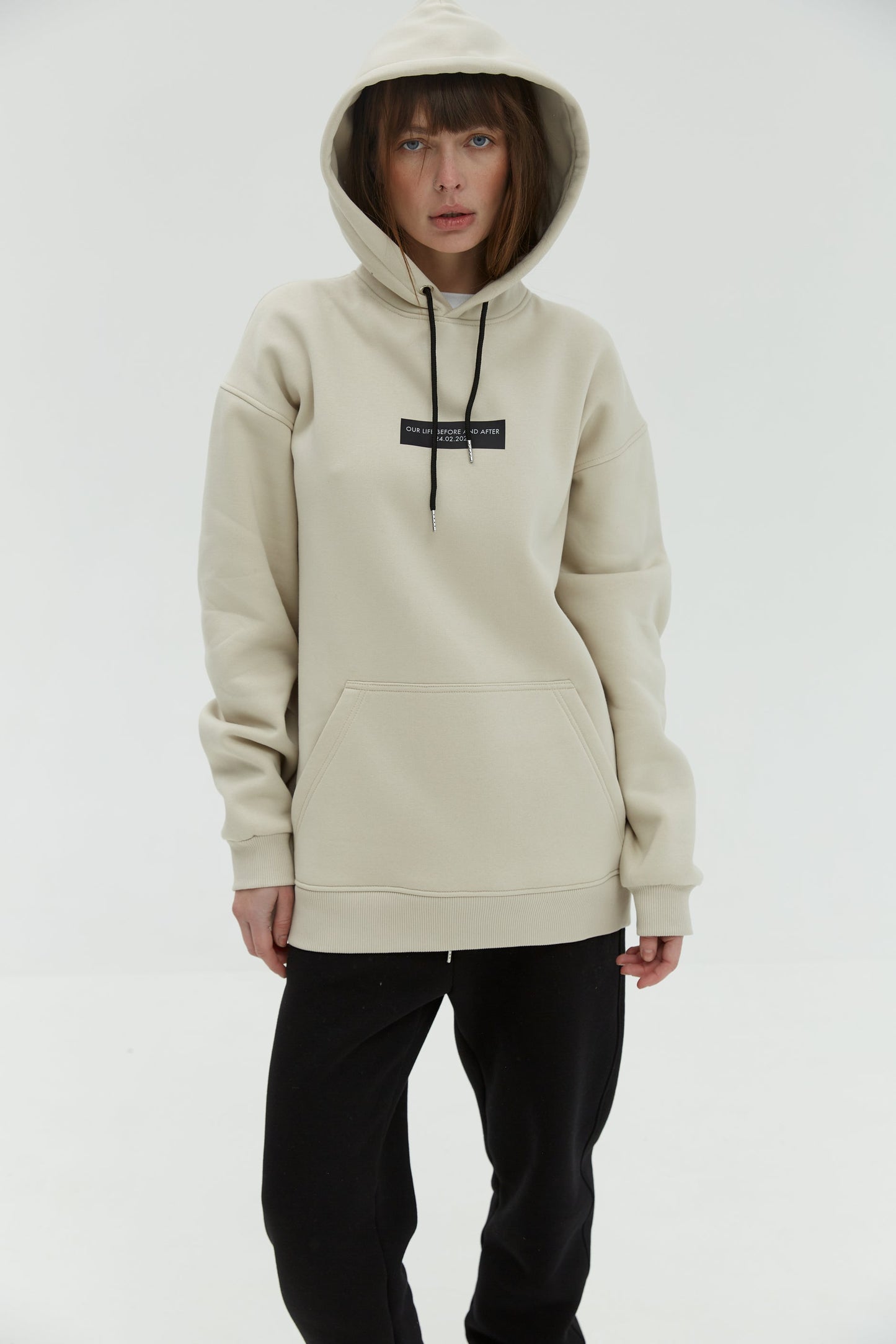 Hoodie No War Taupe