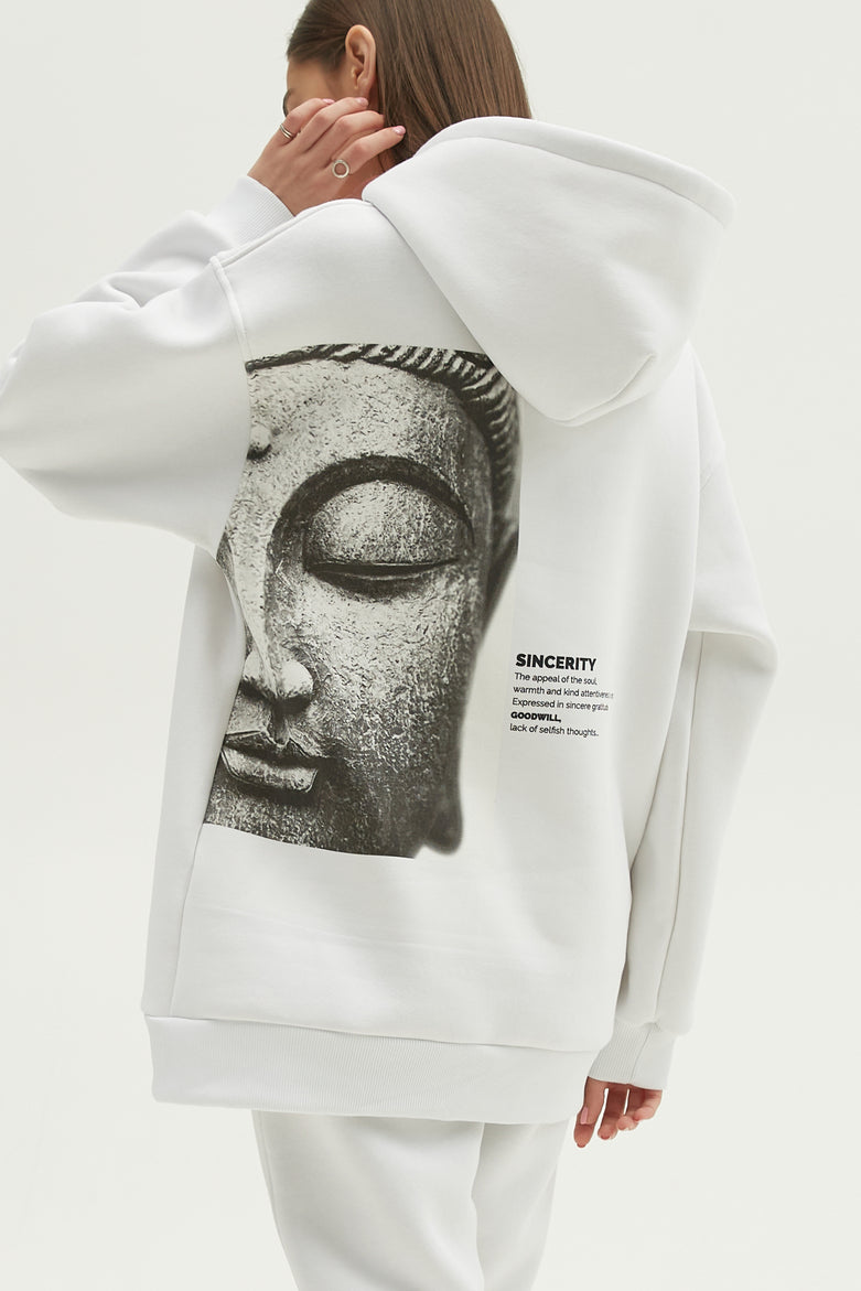 Hoodie Budda White